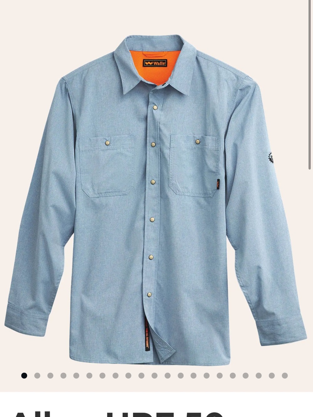 Walls Men's Light Blue Long-Sleeve Button-Down Work Shirt